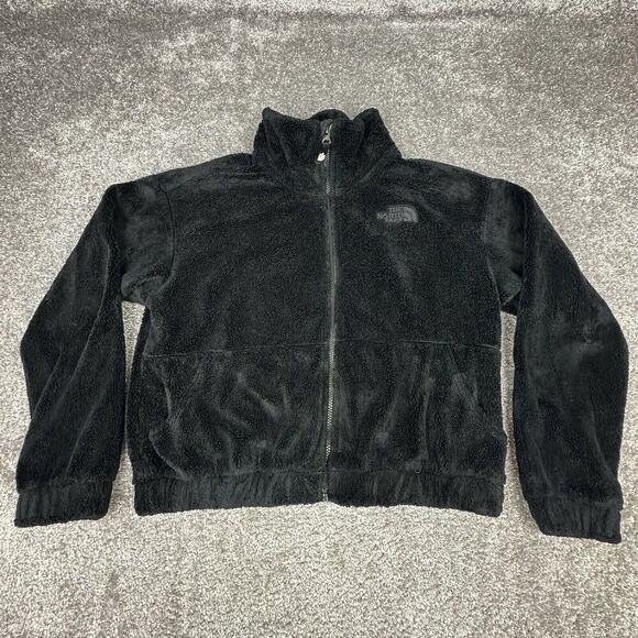 The North Face Fleece Full Zip Sweatshirt Youth Girls 18 XL Black Fuzzy Jacket - Picture 1 of 7